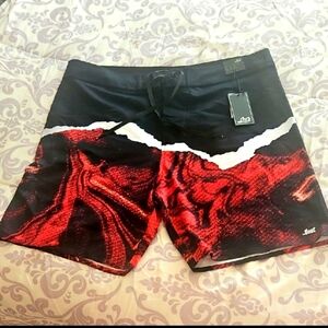 LOST Mens Carbon Board Shorts NWT Red Black White Size 36W 18L